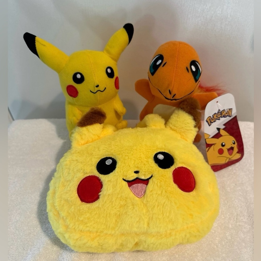 Pokemon Pikachu, Charmander Plush and  Pokémon Pikachu Plush Bag Set